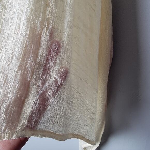 Umgee USA Cream Gauze Crinkle Tunic Dress Handkerchief Hem Women’s M Peasant - Picture 3 of 9